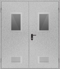 Двері протипожежні з вентиляційною сіткою та склінням ДМП ЕІ60-2-2100x1500, ЄвроСтандарт